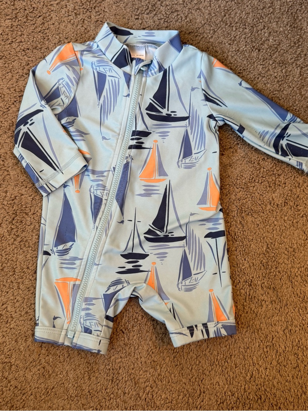 NWOT Carters Baby Boy Sailboat Zip Rashguard Swimsuit 3M